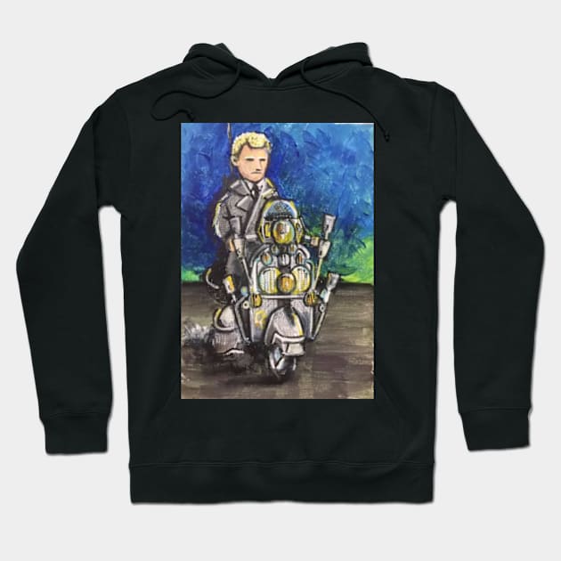 Retro Scooter, Classic Scooter, Scooterist, Scootering, Scooter Rider, Mod Art Hoodie by Scooter Portraits